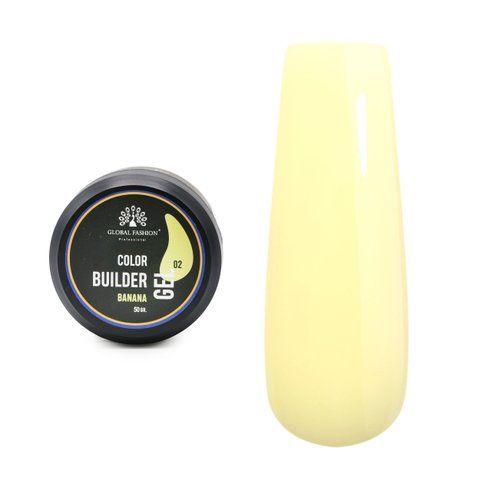 Гель для нарощування та зміцнення нігтів Global Fashion Color Builder Gel 50g. №02 Banana Mary409 фото