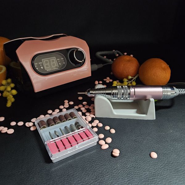 Фрезер з дисплеєм для манікюру та педикюру Nail Drill ZS-717 PRO Рожевий 00937 фото