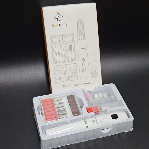 Апарат на акумуляторі для манікюру та педикюру Bee nails YA03-002 20000RPM White Nat-0118 фото