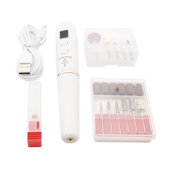 Апарат на акумуляторі для манікюру та педикюру Bee nails YA03-002 20000RPM White Nat-0118 фото
