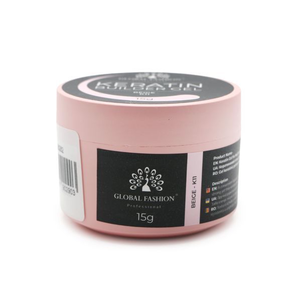 Гель для нарощування та зміцнення нігтів з кератином Global Fashion KERATIN BUILDER GEL 15g. K11 Beige Mary269 фото