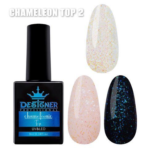 Топовое покрытие для ногтей (с поталью Хамелеон) Designer Top Chameleonic 9 мл. №2 007570 фото