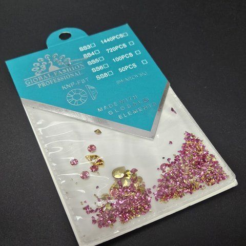 Декор для ногтей Global Fashion Swarovski Камни розовые, микс форм (осколки, капли, алмаз) 008569 фото