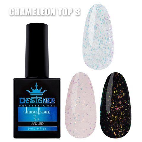 Топовое покрытие для ногтей (с поталью Хамелеон) Designer Top Chameleonic 9 мл. №3 007571 фото