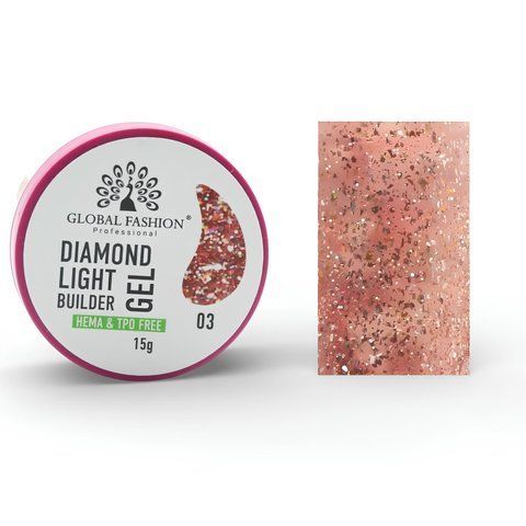 Гель для нарощування та зміцнення нігтів Global Fashion Diamond Light Builder 15g. №03 Mary321 фото