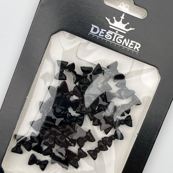 Объёмный декор Designer Professional для дизайна ногтей черные бантики B4 Nat-0268 фото