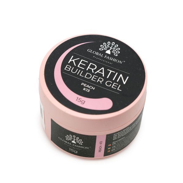 Гель для нарощування та зміцнення нігтів з кератином Global Fashion KERATIN BUILDER GEL 15g. K13 Peach Mary271 фото