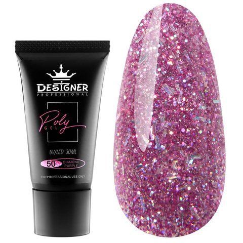 Полігель Designer Professional для нарощування та зміцнення нігтів, 30 мл. Diamond purple № 50 04566 фото