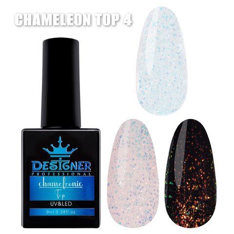 Топовое покрытие для ногтей (с поталью Хамелеон) Designer Top Chameleonic 9 мл. №4 007572 фото