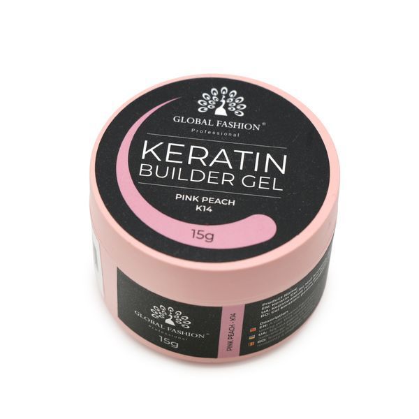 Гель для наращивания и укрепления ногтей с кератином Global Fashion KERATIN BUILDER GEL 15g. K14 Pink Peach Mary272 фото