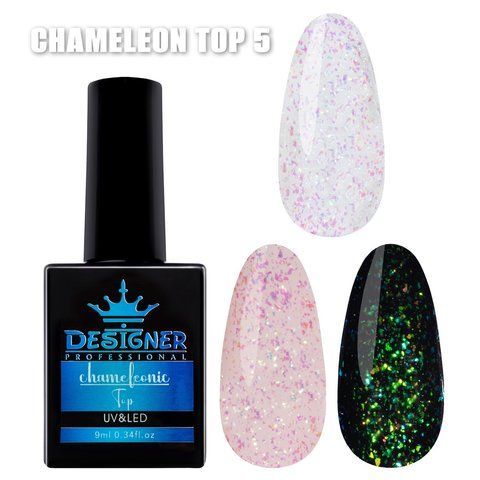 Топовое покрытие для ногтей (с поталью Хамелеон) Designer Top Chameleonic 9 мл. №5 007573 фото