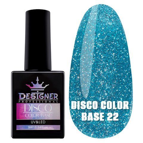 Каучукова база Designer Disco Color Base для нігтів (зі світловідбиваючими частинками), 9 мл. № 022 001774 фото