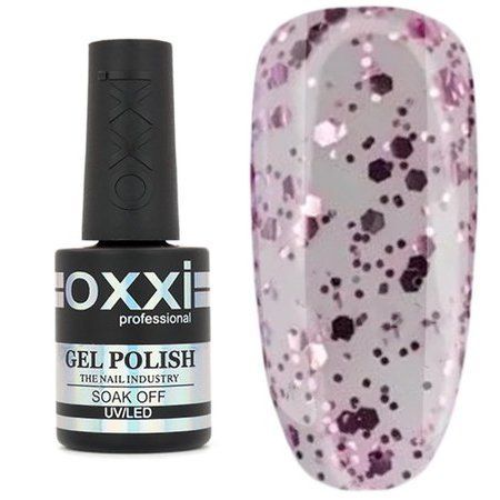 Топ для гель-лака Oxxi Professional Twist Top 10 мл, № 5 Прозрачный с лилово-розовой крошкой 005001 фото