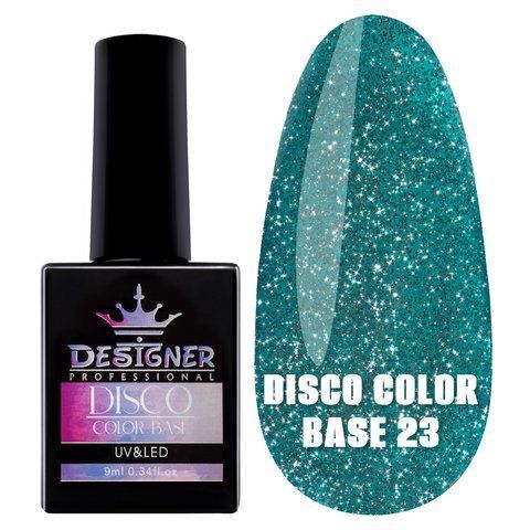 Каучукова база Designer Disco Color Base для нігтів (зі світловідбиваючими частинками), 9 мл. № 023 001715 фото