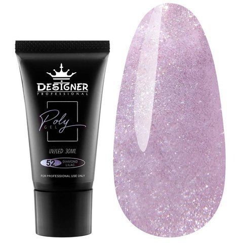 Полігель Designer Professional для нарощування та зміцнення нігтів, 30 мл. Diamond lilac № 52 001983 фото