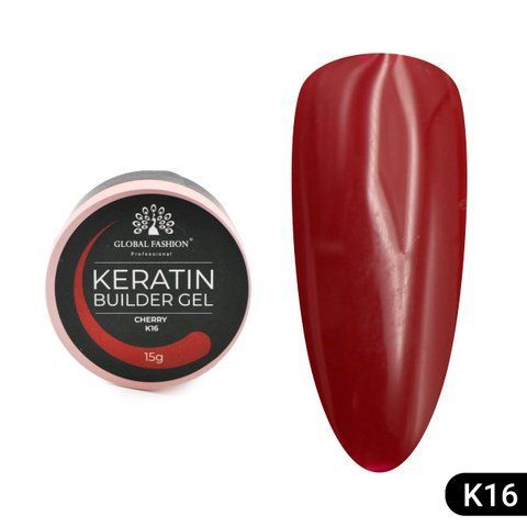 Гель для нарощування та зміцнення нігтів з кератином Global Fashion KERATIN BUILDER GEL 15g. K16 Cherry Mary274 фото