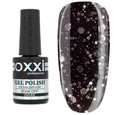 Топ для гель-лака Oxxi Professional Twist Top 10 мл, № 6 Прозрачный с серебристыми крошками 005002 фото
