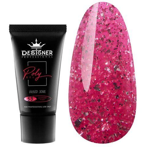Полігель Designer Professional для нарощування та зміцнення нігтів, 30 мл. Diamond ruby № 53 001981 фото