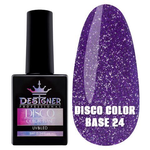 Каучукова база Designer Disco Color Base для нігтів (зі світловідбиваючими частинками), 9 мл. № 024 001714 фото