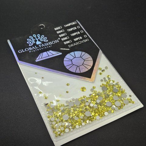 Декор для ногтей Global Fashion Swarovski Камни желтые, размер микс 008573 фото