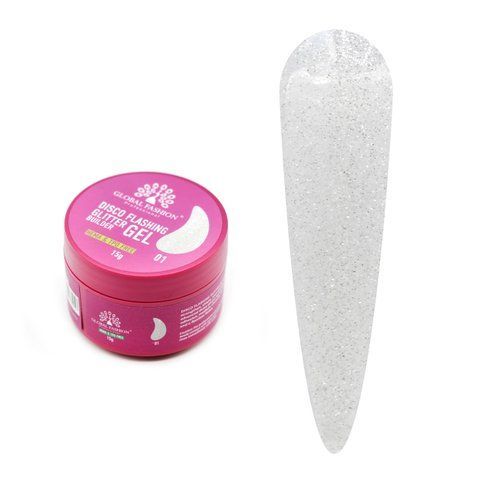 Гель для нарощування та зміцнення нігтів Global Fashion Disco Flashing Glitter Builder gel №01 Mary325 фото