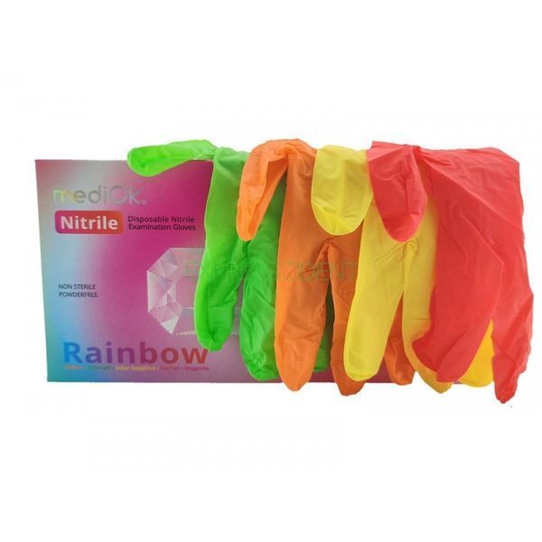 MediOK Рукавички нітрилові різнокольорові "Rainbow", розмір "S", 100 шт/уп 009639 фото