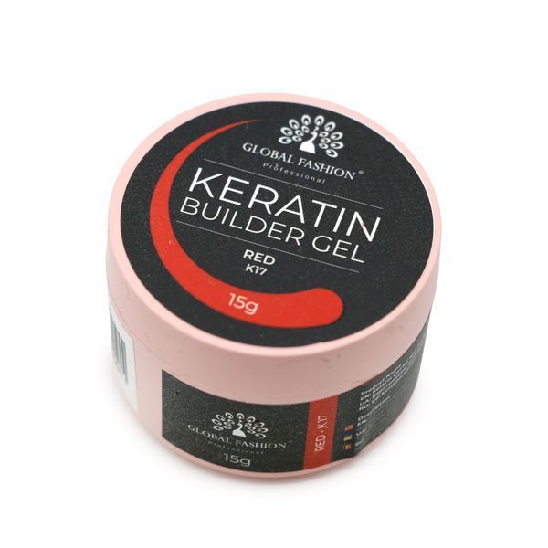 Гель для нарощування та зміцнення нігтів з кератином Global Fashion KERATIN BUILDER GEL 15g. K17 Red Mary275 фото