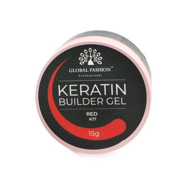 Гель для нарощування та зміцнення нігтів з кератином Global Fashion KERATIN BUILDER GEL 15g. K17 Red Mary275 фото