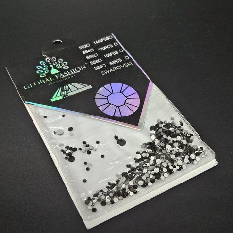 Декор для ногтей Global Fashion Swarovski Камни черные, размер микс 008574 фото