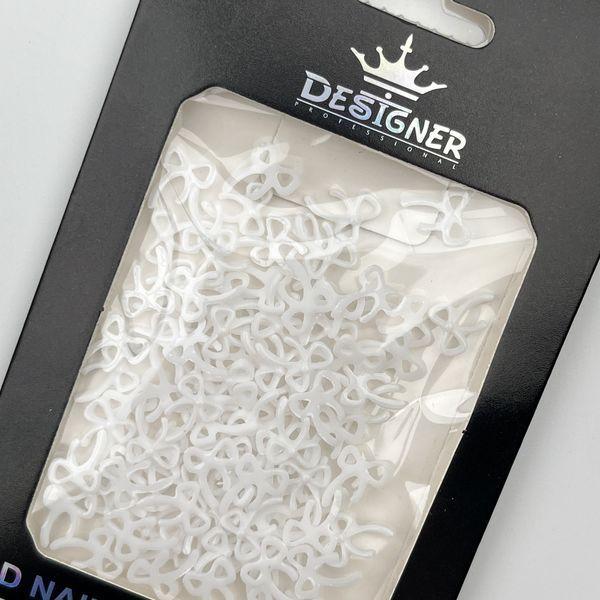 Об'ємний декор Designer Professional для дизайну нігтів білі тонкі бантики B9 Nat-0273 фото
