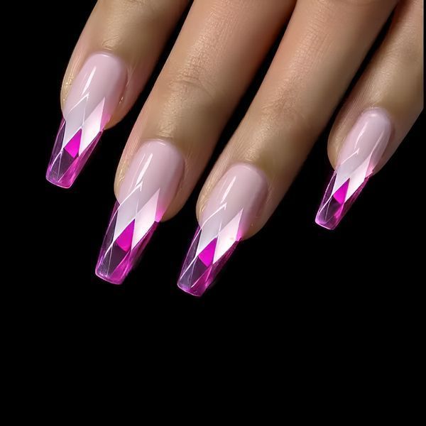 Гелеві тіпси Designer 3D Diamond Fast Gel Tips DF2 Ballerina medium 120шт. Nat-0422 фото