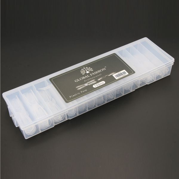 Верхние многоразовые формы Global Fashion с разметкой для выкладного френча, квадрат и зауженный квадрат 150шт. Mary227 фото