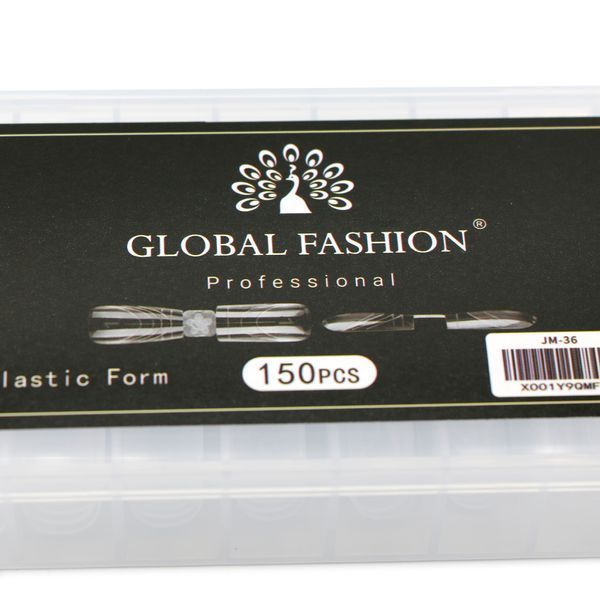 Верхние многоразовые формы Global Fashion с разметкой для выкладного френча, квадрат и зауженный квадрат 150шт. Mary227 фото