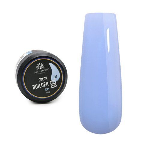 Гель для нарощування та зміцнення нігтів Global Fashion Color Builder Gel 50g. №03 Sky Mary410 фото
