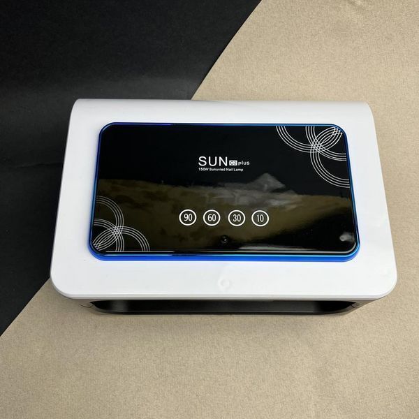 Лампа для манікюру Sun C2 Plus на 150 Вт. 50 лампочок із вентилятором на дві руки Синiй 004837 фото