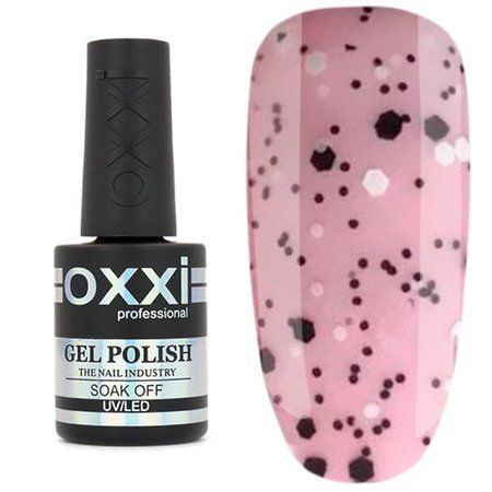 Топ для гель-лака Oxxi Professional Twist Mate Top 10 мл, № 2 Прозрачный с черной и белой крошкой 005006 фото