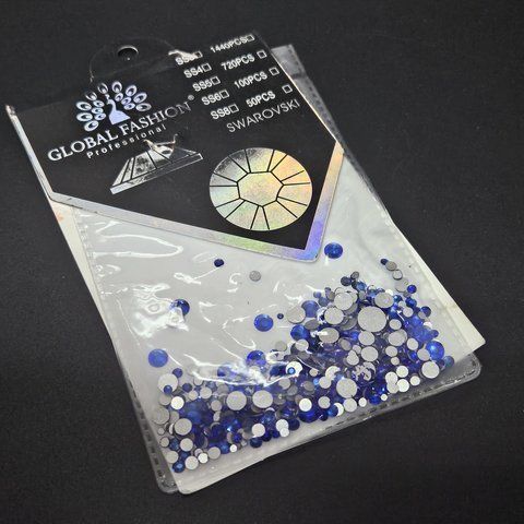 Декор для ногтей Global Fashion Swarovski Камни синие, размер микс 008577 фото