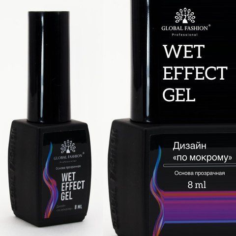 Основа для растекания Wet effect gel, прозрачная, для дизайна по мокрому, 8 мл. 004058 фото