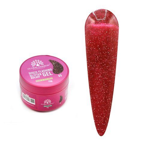 Гель для наращивания и урепления ногтей Global Fashion Disco Flashing Glitter Builder gel №05 Mary329 фото