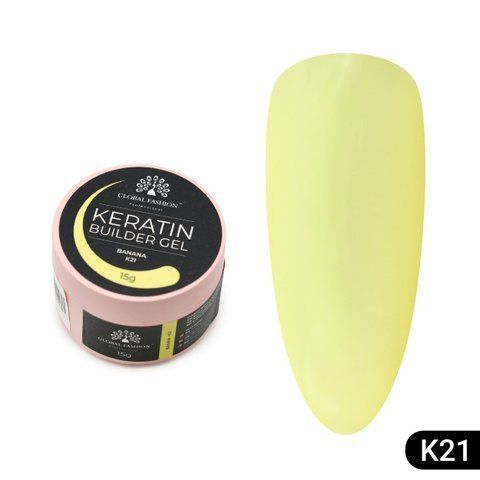 Гель для нарощування та зміцнення нігтів з кератином Global Fashion KERATIN BUILDER GEL 15g. K21 Banana Mary279 фото