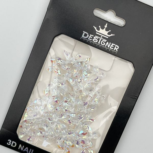Об'ємний декор Designer Professional для дизайну нігтів голографічні бантики B12 Nat-0276 фото