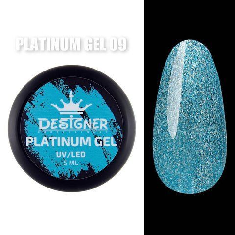 Designer Professional Platinum Gel № 09 с шиммером, 5 мл. 04245 фото