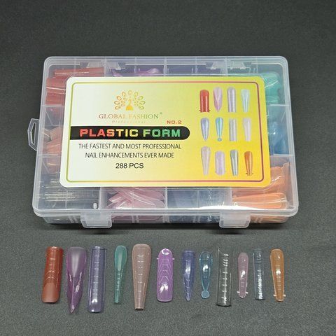 Верхние формы для наращивания ногтей многоразовые цветные Global Fashion MIX Plastic Form 288 PCS Nat-0376 фото