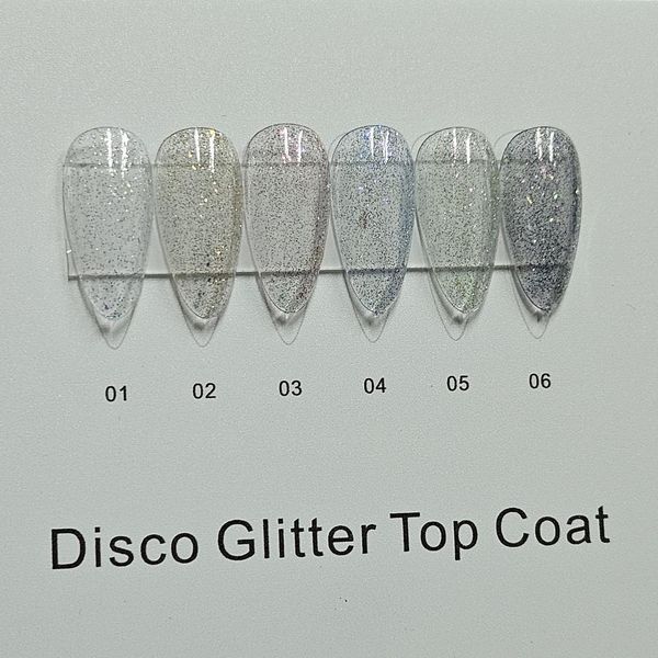 Закріплювач без липкого шару Global Fasion Disco Yuki Glitter Top Coat 15 мл. № 1 Nat-0139 фото