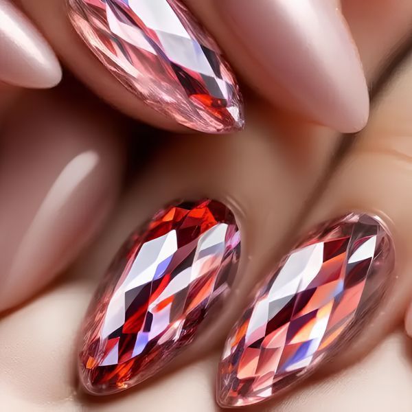 Гелевые типсы Designer 3D Diamond Fast Gel Tips DF6 Almond medium 120шт. Nat-0426 фото