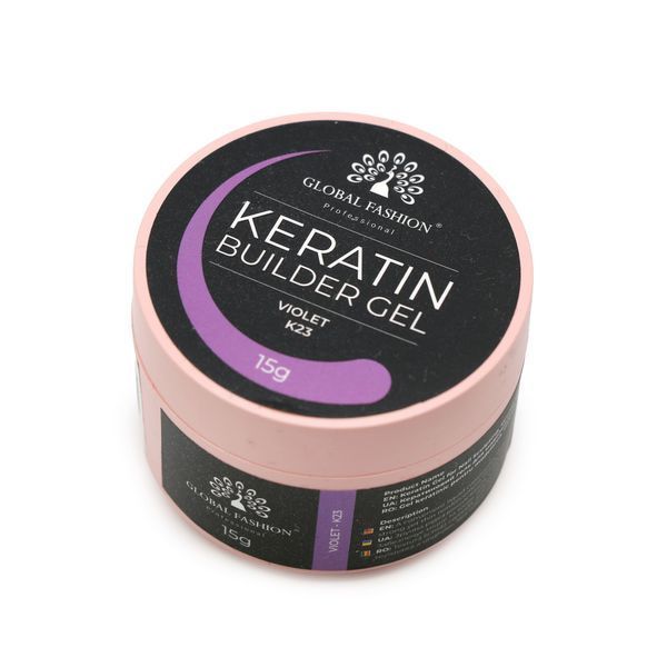 Гель для наращивания и укрепления ногтей с кератином Global Fashion KERATIN BUILDER GEL 15g. K23 Violet Mary281 фото