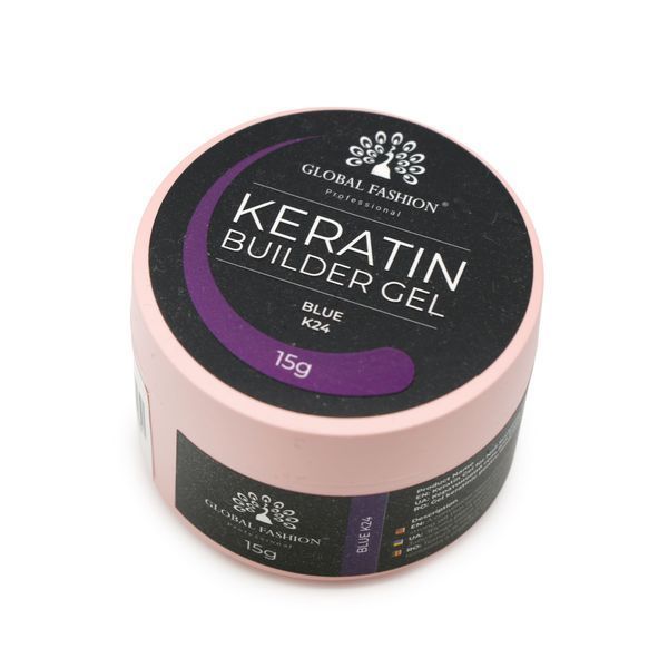 Гель для нарощування та зміцнення нігтів з кератином Global Fashion KERATIN BUILDER GEL 15g. K24 Blue Mary282 фото
