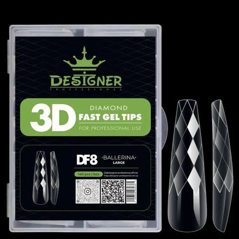 Гелеві тіпси Designer 3D Diamond Fast Gel Tips DF8 Ballerina large 120шт. Nat-0428 фото