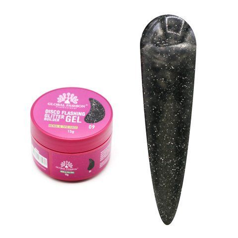 Гель для наращивания и урепления ногтей Global Fashion Disco Flashing Glitter Builder gel №09 Mary333 фото