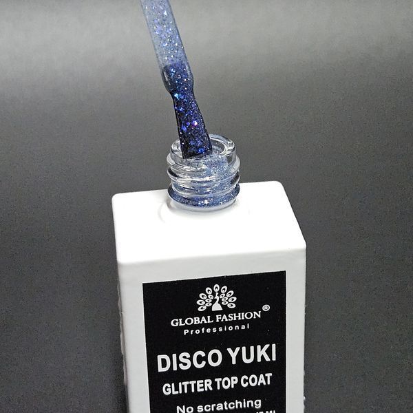 Закрепитель без липкого слоя Global Fasion Disco Yuki Glitter Top Coat 15 мл. № 4 Nat-0142 фото